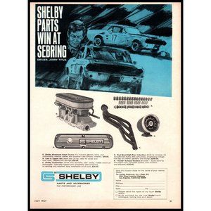 1967 Shelby Performance Car Parts Vintage Print Ad Jerry Titus Sebring Wall Art